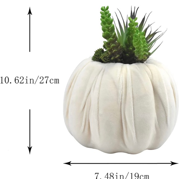 Artificial Plants White 8 Inches Large Pumpkin Multi-Element Pumpkin - Picture 5 of 6